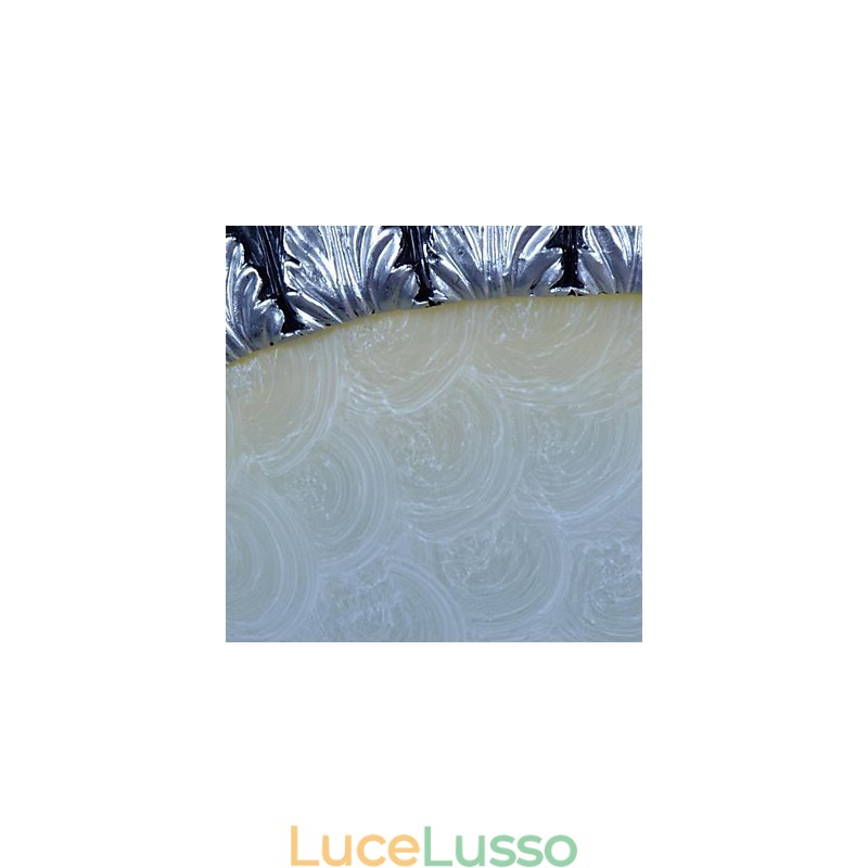 Lampada da soffitto con motivo in vetro e resina, in argento, intagliata, classica europea