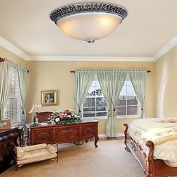 Lampada da soffitto in vetro con montatura a filo marrone scuro, motivo in resina, intaglio classico europeo