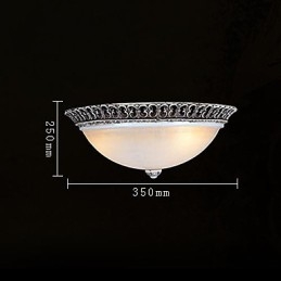 Lampada da soffitto in vetro con montatura a filo marrone scuro, motivo in resina, intaglio classico europeo
