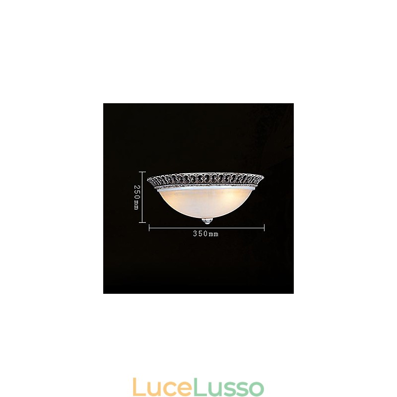 Lampada da soffitto in vetro con montatura a filo marrone scuro, motivo in resina, intaglio classico europeo
