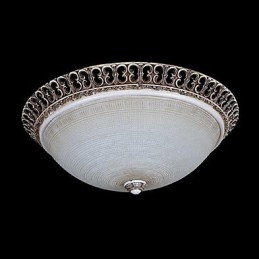Lampada da soffitto in vetro con montatura a filo marrone scuro, motivo in resina, intaglio classico europeo