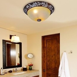 Lampada da soffitto in vetro bianco giallo resina argento intaglio classico europeo