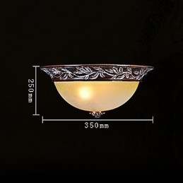 Lampada da soffitto in vetro bianco giallo resina argento intaglio classico europeo