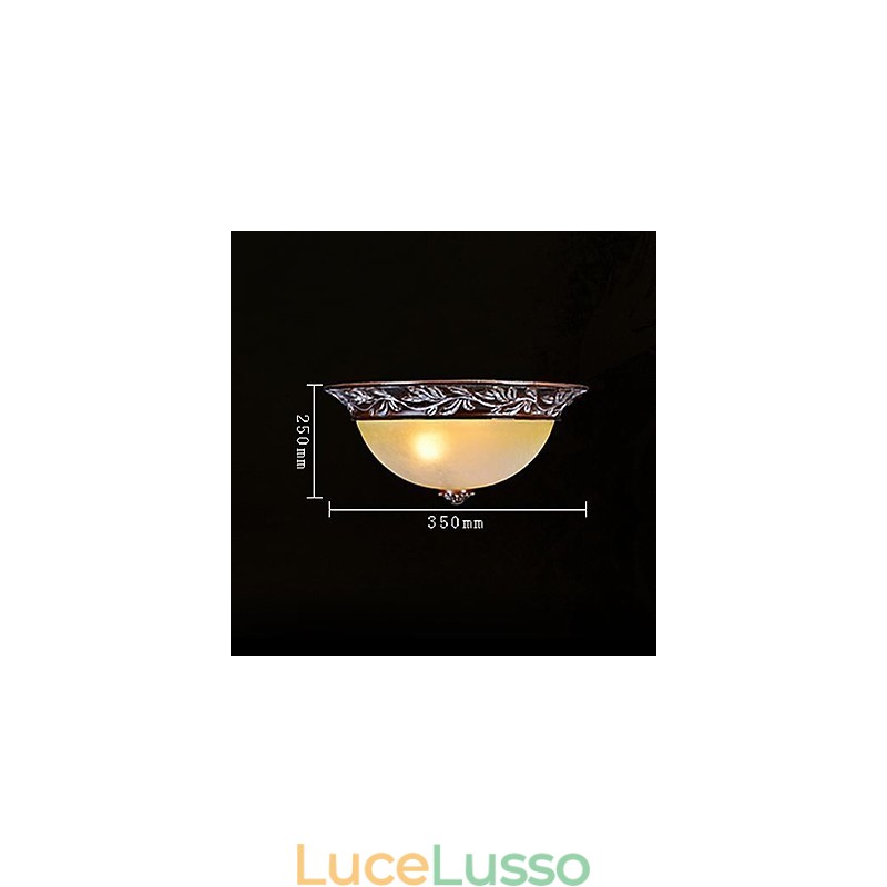 Lampada da soffitto in vetro bianco giallo resina argento intaglio classico europeo