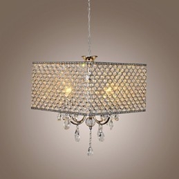 Lampadario in metallo con pittura a tamburo in cristallo contemporaneo moderno