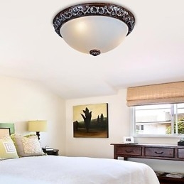 Lampada da soffitto in vetro e resina, in argento, intagliata, classica europea