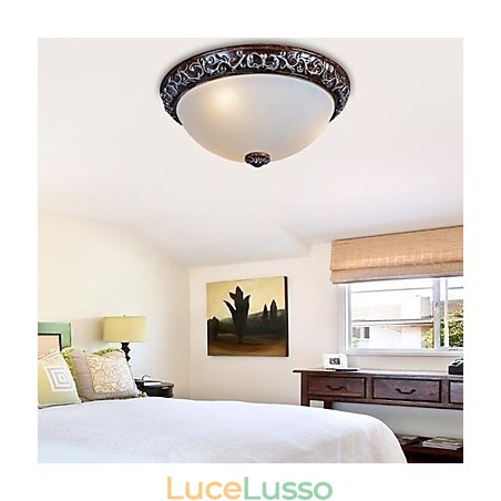 Lampada da soffitto in vetro e resina, in argento, intagliata, classica europea Lampada da soffitto in vetro e resina, in argento, intagliata, classica europea