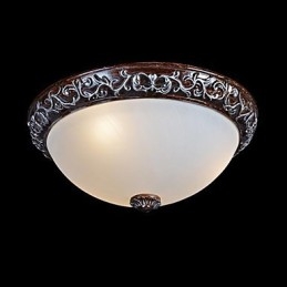 Lampada da soffitto in vetro e resina, in argento, intagliata, classica europea