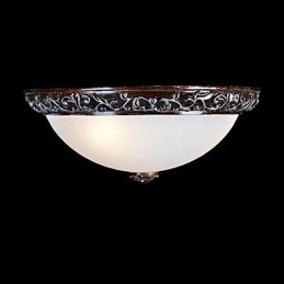 Lampada da soffitto in vetro e resina, in argento, intagliata, classica europea