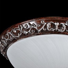 Lampada da soffitto in vetro e resina, in argento, intagliata, classica europea