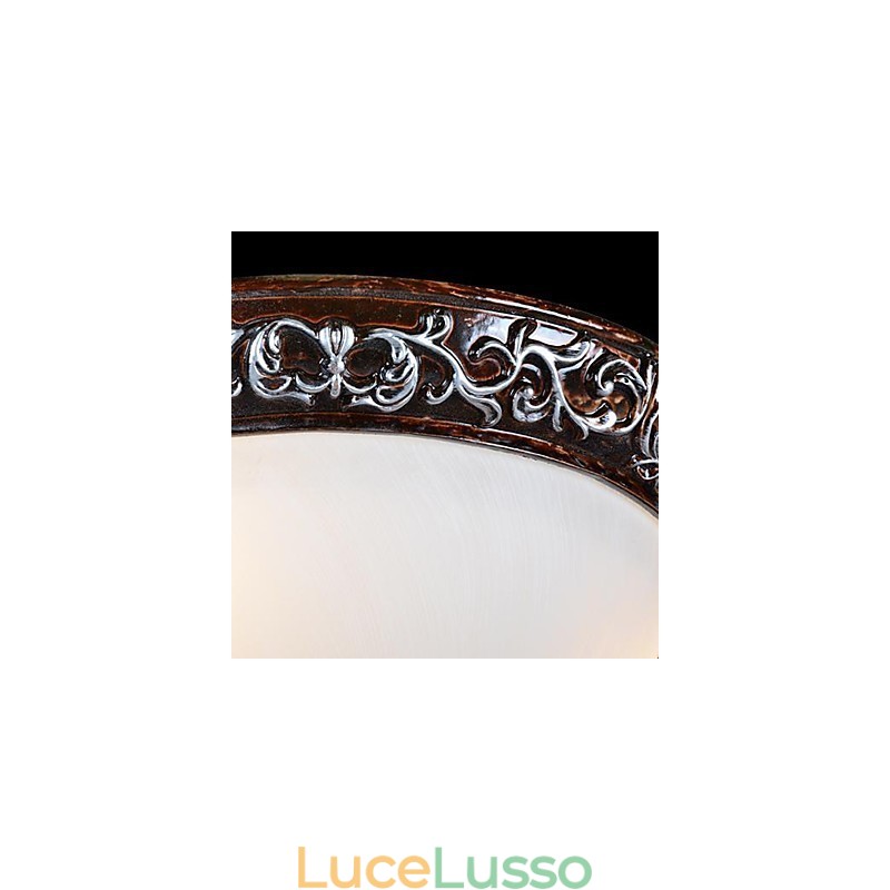 Lampada da soffitto in vetro e resina, in argento, intagliata, classica europea