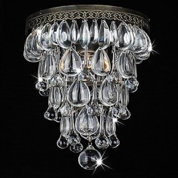 Lampada da soffitto in cristallo, 1 luce, in ferro vintage, galvanica