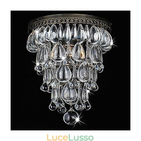 Lampada da soffitto in cristallo, 1 luce, in ferro vintage, galvanica Lampada da soffitto in cristallo, 1 luce, in ferro vintage, galvanica