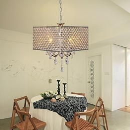 Lampadario in metallo con pittura a tamburo in cristallo contemporaneo moderno