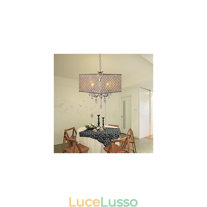 Lampadario in metallo con pittura a tamburo in cristallo contemporaneo moderno
