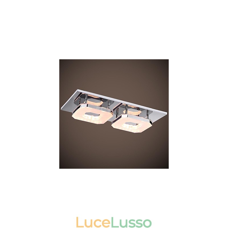 Lampada da soffitto in acrilico da 16 W, 2 luci, moderna, galvanica in acrilico, acciaio inossidabile