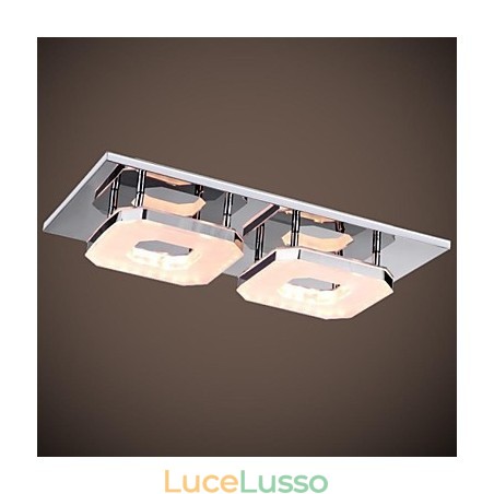 Lampada da soffitto in acrilico da 16 W, 2 luci, moderna, galvanica in acrilico, acciaio inossidabile