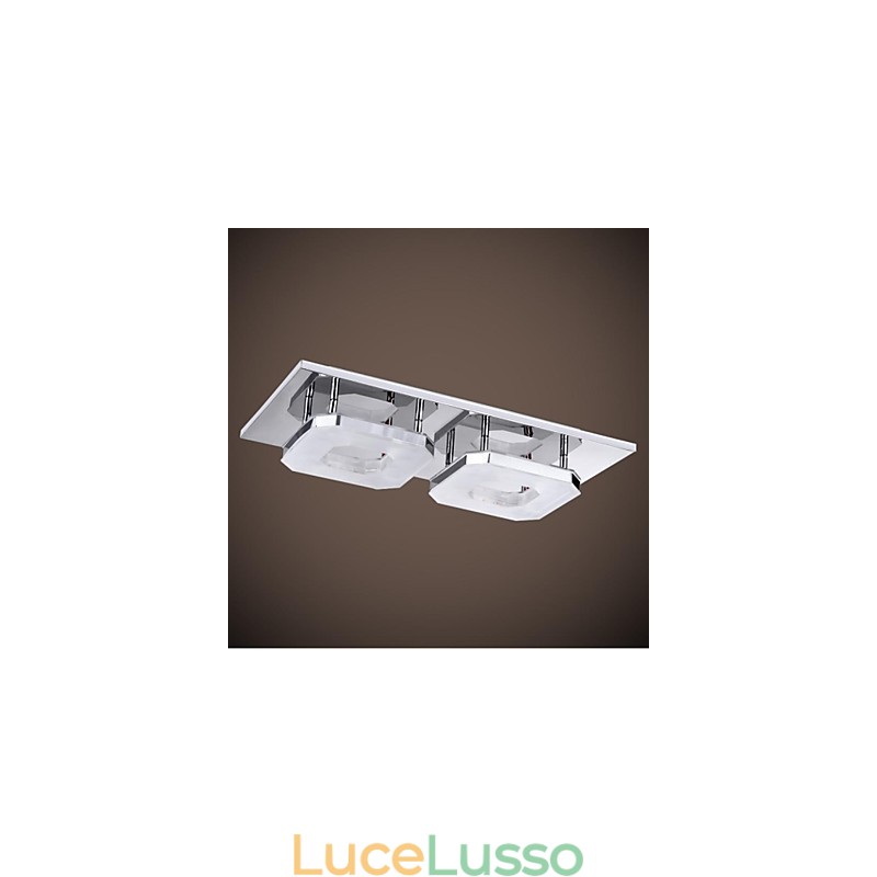 Lampada da soffitto in acrilico da 16 W, 2 luci, moderna, galvanica in acrilico, acciaio inossidabile