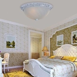 Lampada da soffitto bianca in vetro e resina intagliata classica europea