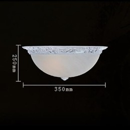 Lampada da soffitto bianca in vetro e resina intagliata classica europea