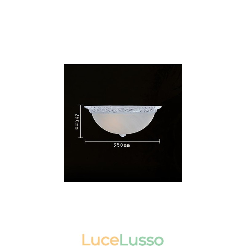 Lampada da soffitto bianca in vetro e resina intagliata classica europea