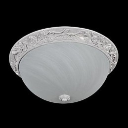 Lampada da soffitto bianca in vetro e resina intagliata classica europea