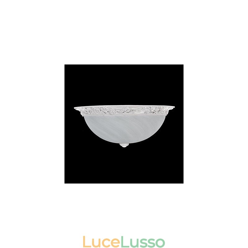 Lampada da soffitto bianca in vetro e resina intagliata classica europea