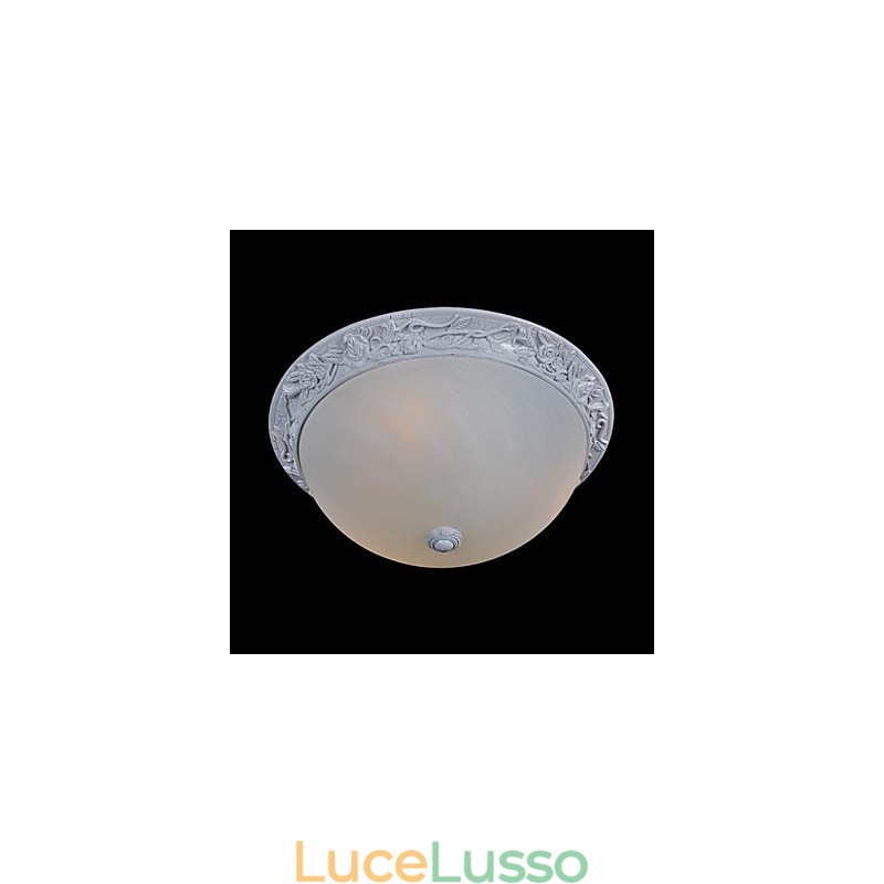 Lampada da soffitto bianca in vetro e resina intagliata classica europea