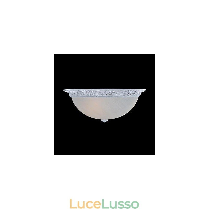 Lampada da soffitto bianca in vetro e resina intagliata classica europea