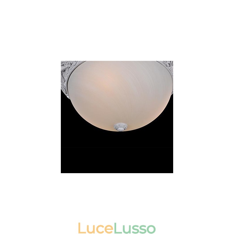 Lampada da soffitto bianca in vetro e resina intagliata classica europea