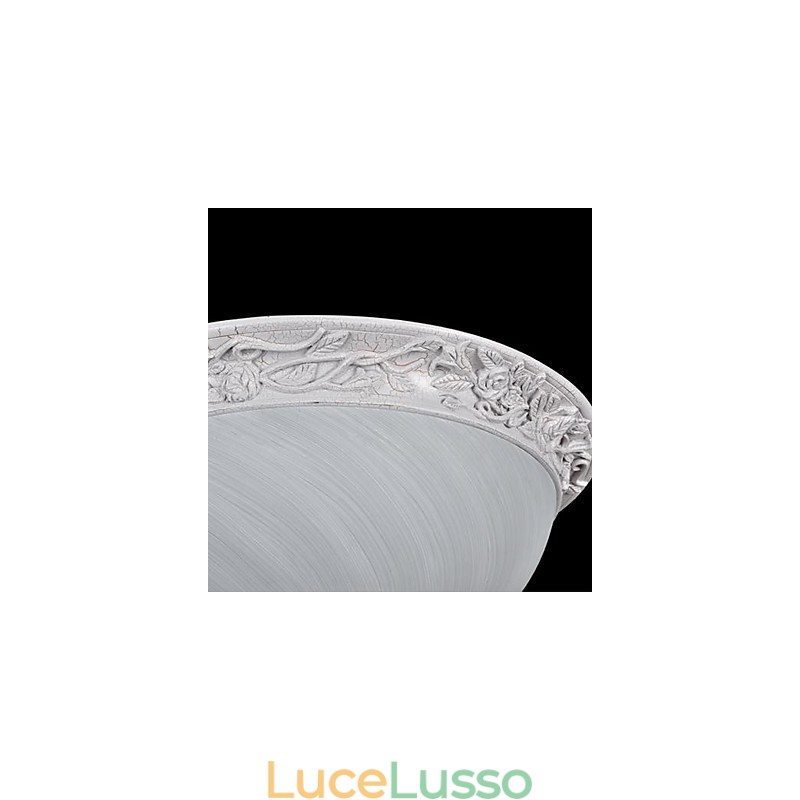 Lampada da soffitto bianca in vetro e resina intagliata classica europea
