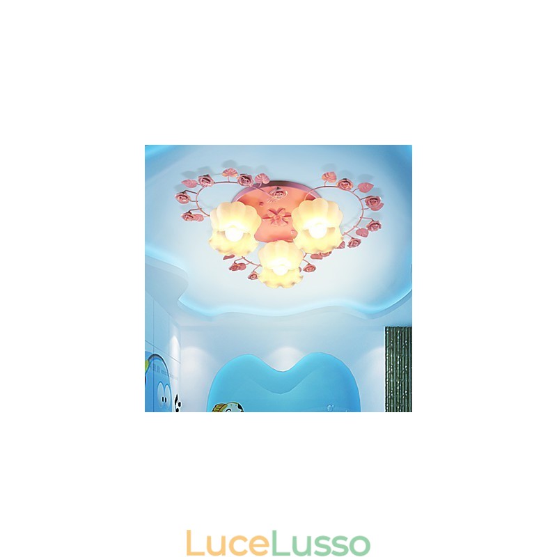 Lampada creativa Lampada Contratta Rurale Dolce Rosa Rosa 3 Assorbe la luce della cupola