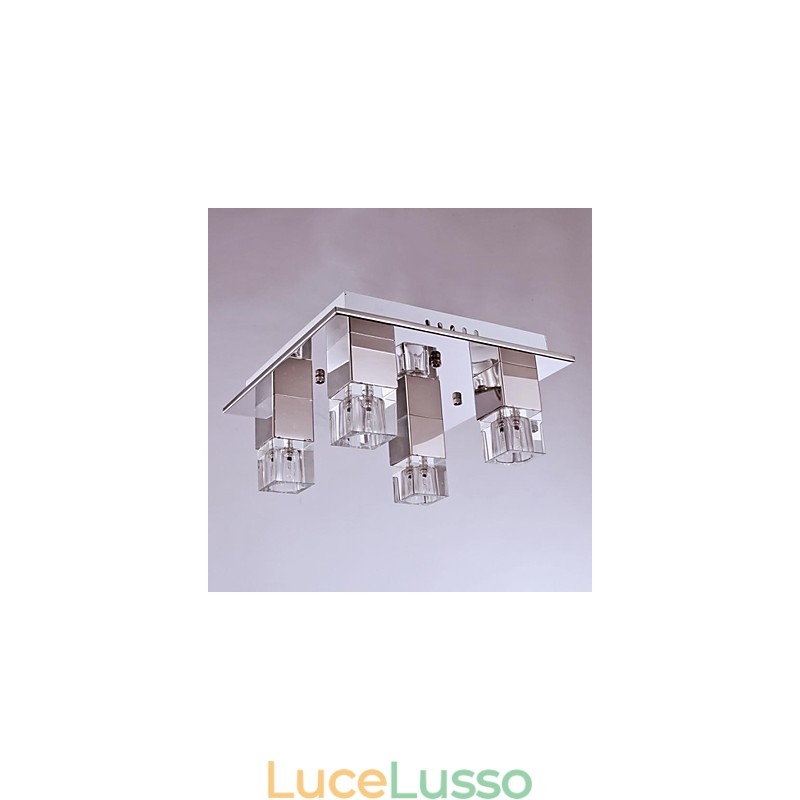 Plafoniere 4 luci in cristallo artistico placcato in acciaio inossidabile