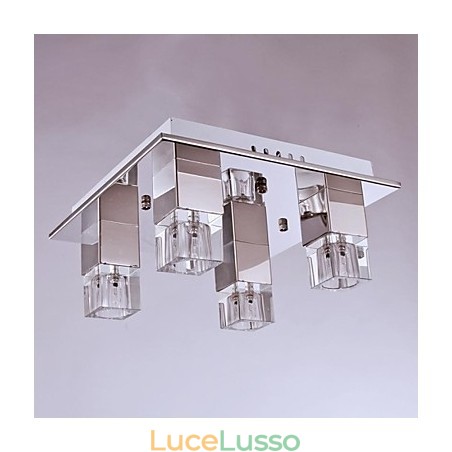 Plafoniere 4 luci in cristallo artistico placcato in acciaio inossidabile Plafoniere 4 luci in cristallo artistico placcato in acciaio inossidabile