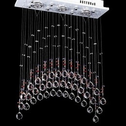 Lampadario in cristallo K9 in acciaio inossidabile con 5 luci e luce trasparente