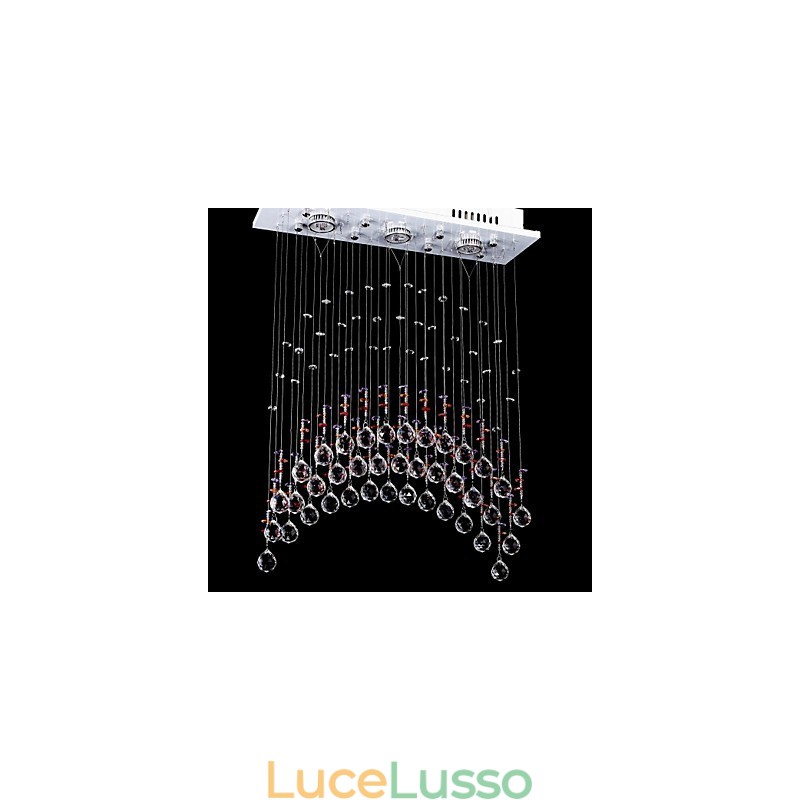 Lampadario in cristallo K9 in acciaio inossidabile con 5 luci e luce trasparente
