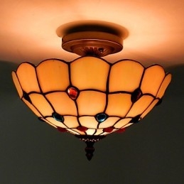 Lampada da seduta in vetro colorato con luce a mezza cupola in ferro battuto stile europeo da 30*19 cm