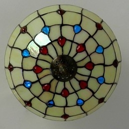 Lampada da seduta in vetro colorato con luce a mezza cupola in ferro battuto stile europeo da 30*19 cm