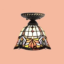 Lampada a cupola con vetrate artistiche rurali europee che assorbono la luce