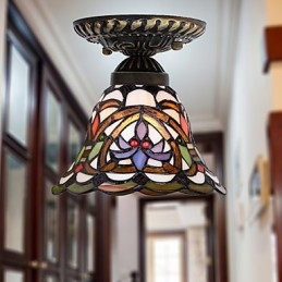 Lampada a cupola con vetrate artistiche rurali europee che assorbono la luce