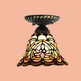 Lampada a cupola con vetrate artistiche rurali europee che assorbono la luce