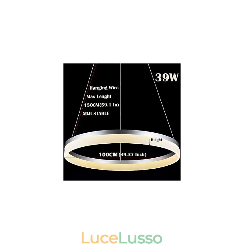 Lampada a sospensione rotonda moderna in acrilico, lampade da soffitto di lusso con anello singolo