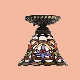 Lampada a cupola con vetrate artistiche rurali europee che assorbono la luce