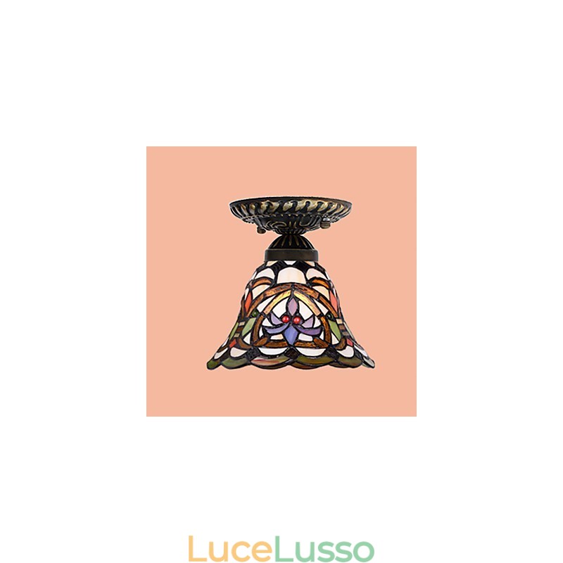 Lampada a cupola con vetrate artistiche rurali europee che assorbono la luce