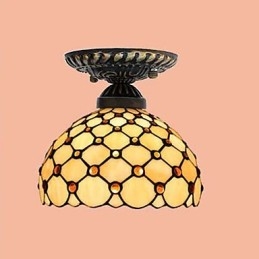 Lampada a cupola con vetrate artistiche rurali europee che assorbono la luce