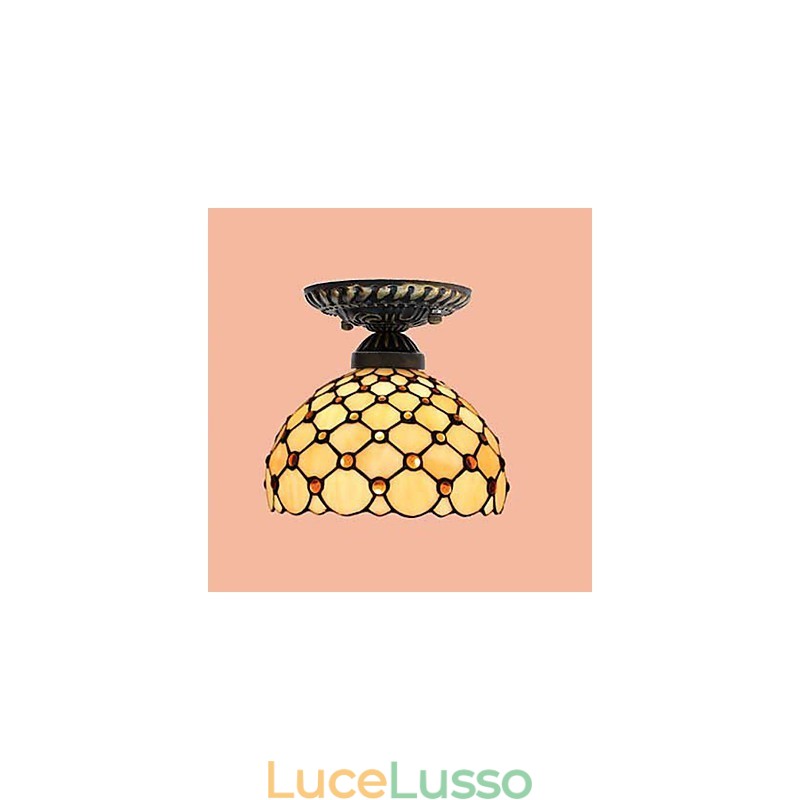 Lampada a cupola con vetrate artistiche rurali europee che assorbono la luce