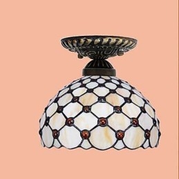 Lampada a cupola con vetrate artistiche rurali europee che assorbono la luce