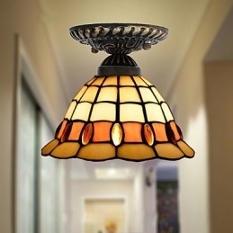 Lampada a cupola con vetrate artistiche rurali europee che assorbono la luce