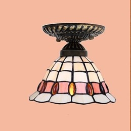 Lampada a cupola con vetrate artistiche rurali europee che assorbono la luce