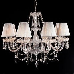 Lampadario in cristallo di lusso moderno soggiorno 8 luci con paralume in tessuto